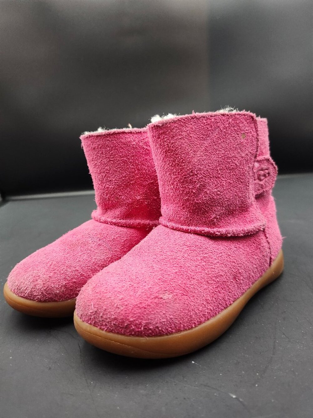UGG Toddler Keelan Pink Suede Shearling Boots Size 7